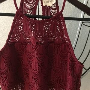 Burgundy lace crop top
